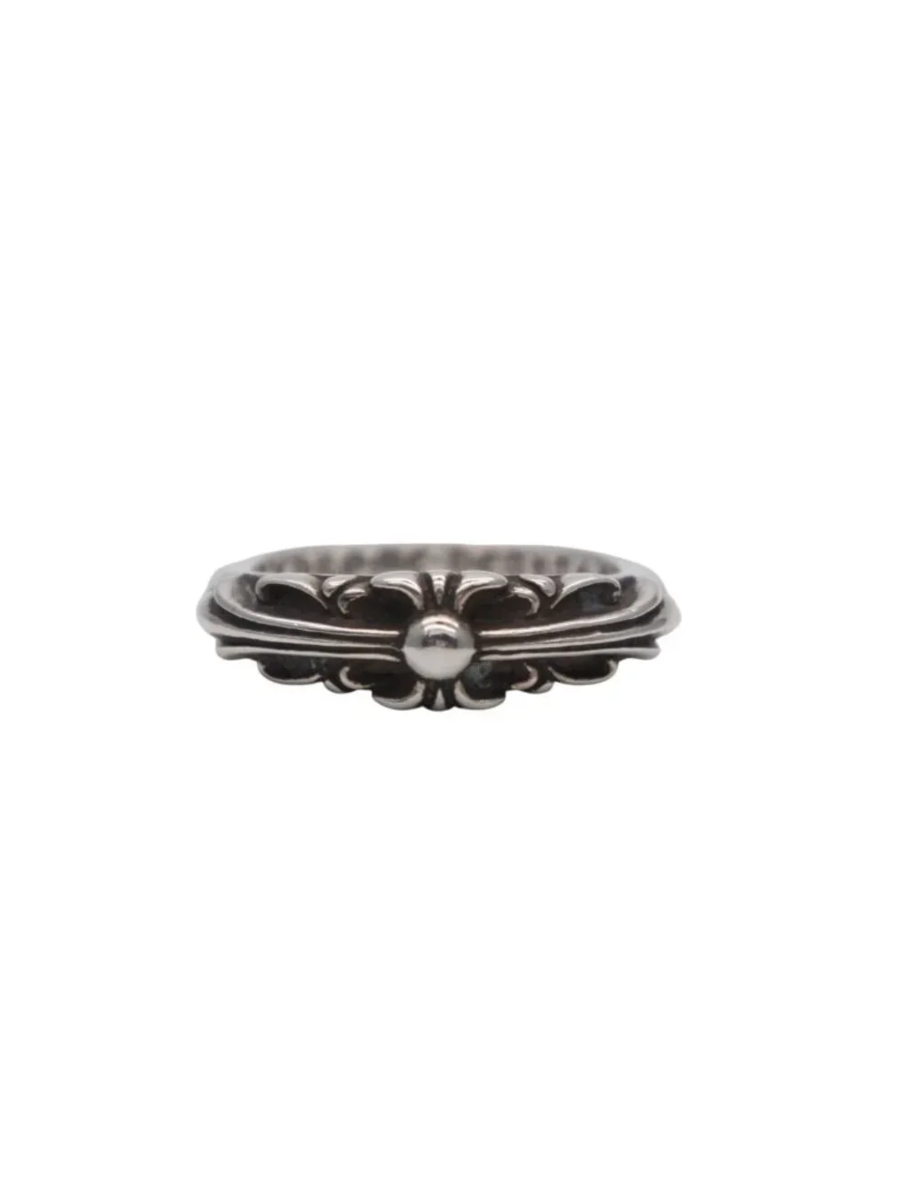 Chrome Hearts Baby Classic Floral Black Sling Ring 925 Sterling Silver
